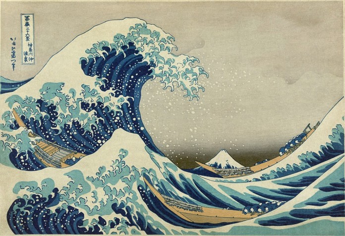 La grande onda di Kanagawa, Hukosai. Fonte: Wikipedia.
